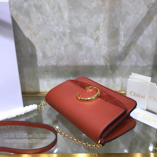 Chloe女包 克洛伊經典C鏈麂皮拼牛皮單肩包 Chole肩背斜挎包  jjh1368